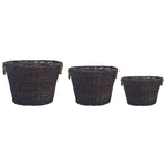 3 Piece Stackable Firewood Basket Set Dark Brown Willow 286986