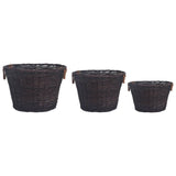 3 Piece Stackable Firewood Basket Set Dark Brown Willow 286986