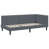 Corner Bed Frame with Headboard Dark Grey 90 cm x 190 cm Velvet 42016217