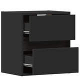 ZNTS Wall-mounted Bedside Cabinet with LED Lights Black 3307963