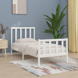 Bed Frame without Mattress White 100x200 cm Solid Wood 3106824