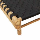 Sun Lounger with Black Woven Webbing 55x200x30 cm Bamboo 4108233