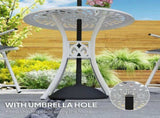 78 cm Round Garden Dining Table with Parasol Hole Antique Cast Aluminium Outdoor Table Only, White T3398P317619