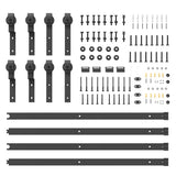 Sliding Door Hardware Kit 366 cm Steel Black 3295795