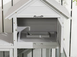 Indoor Rabbit Hutch, Guinea Pig Cage, with Slide-Out Tray, Large Fenced Area - Light Grey T3398P347611