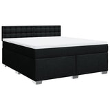 ZNTS Box Spring Bed with Mattress Black 180x200 cm Fabric 3285983