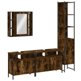 4 Piece Bathroom Cabinet Set Smoked Oak Engineered Wood 3214747