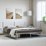 Metal Bed Frame without Mattress with Headboard White 193x203cm 352374