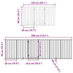 Dog Gate with Door Foldable 15 Panels Black 750 cm Poplar Wood 3155546
