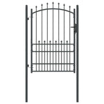 Fence Gate with Spikes Grey 170 x 100 cm Powder-coated steel 42009020