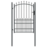 Fence Gate with Spikes Grey 170 x 100 cm Powder-coated steel 42009020