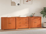 Sideboard with Drawer 3 pcs Wax Brown Solid Pine Wood 3424977