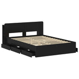 Bed Frame with Storage Black 160 x 200 cm Engineered Wood 3433973