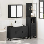 ZNTS 3 Piece Bathroom Furniture Set Black Engineered Wood 3301130