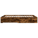 Bed Frame Smoked oak Engineered wood, Plywood Double Bed Frame 3280388