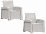 Reclining Garden Chair Rattan Look 2 pcs White PP 8011998