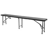 Garden Bench Set of 2 Black Powder-coated steel, HDPE 180 cm 48832