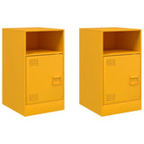 ZNTS Bedside Cabinets 2 pcs Mustard Yellow 34.5x39x62 cm Steel 841770