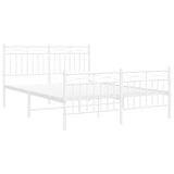 Metal Bed Frame without Mattress with Footboard White 135x190cm 373757
