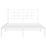 Metal Bed Frame without Mattress with Headboard White 140x190cm 355610