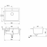 Granite Kitchen Sink Single Basin Grey 142955