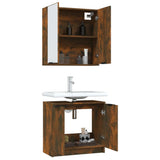 2 Piece Bathroom Cabinet Set Smoked Oak Engineered Wood 3115865