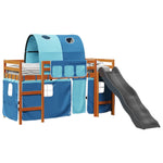 Kids' Loft Bed with Tunnel Blue 80x200 cm Solid Wood Pine 3309099