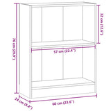 Bookcase Artisian Oak 60x24x76 cm Engineered Wood 855905