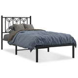 Metal Bed Frame without Mattress with Headboard Black 90x190cm 376120