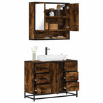 ZNTS 2 Piece Bathroom Furniture Set Smoked Oak Engineered Wood 3300932