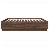 Bed Frame with LED without Mattress Brown Oak 200x200 cm 3209589
