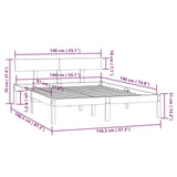 Bed Frame without Mattress Black Solid Wood 140x190 cm 810131