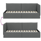 Corner Bed Frame with Headboard Dark Grey 100 x 200 cm Velvet 42016472