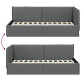Corner Bed Frame with Headboard Dark grey 90 x 200 cm Fabric 42016464