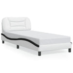 Bed Frame with LED without Mattress "Hvar" White and Black 80x200 cm 3213898