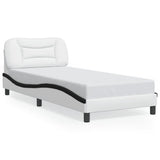 Bed Frame with LED without Mattress "Hvar" White and Black 80x200 cm 3213898