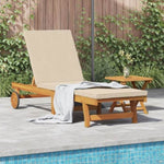 ZNTS Sun Lounger with Wheels and Cushion in Beige, Made of Solid Wood 4105537