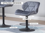 Adjustable Bar Stools Set of 2, Armless Upholstered Swivel Counter Chairs, Barstools with Back, T3398P344427