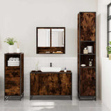 3 Piece Bathroom Furniture Set Smoked Oak Engineered Wood 3301042