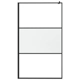 Walk-in Shower Wall with Shelf Black 115x195 cm ESG Glass&Aluminium 3185483
