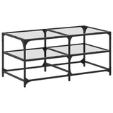 ZNTS Coffee Table with Transparent Glass Top 98.5x50x45 cm Steel 846012