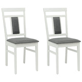 Dining Chair 2 pcs White and Grey Solid Rubber Wood 42020505