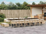 17 Piece Garden Dining Set with Cushions Beige Poly Rattan 3211366