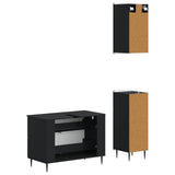 3 Piece Bathroom Cabinet Set ZWOLLE Black Engineered Wood 3417757