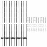 Embedded Fence Post 11 pcs Grey 160 cm Powder-Coated Steel 42006283