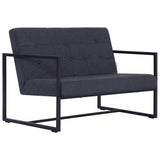2-Seater Sofa with Armrests Dark Gray Steel and Fabric 282271