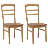 Dining Chair 2 pcs Natural Solid Rubber Wood 42020495