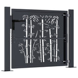 Garden Gate Anthracite 105x105 cm Steel Bamboo Design 153179