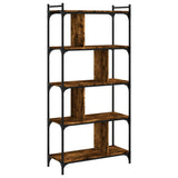 Bookcase 5-Tier Smoked Oak 76x32x158 cm Engineered Wood 833942