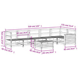 7 Piece Garden Sofa Set White Solid Wood Pine 3250873